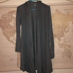 Gray cardigan with hood